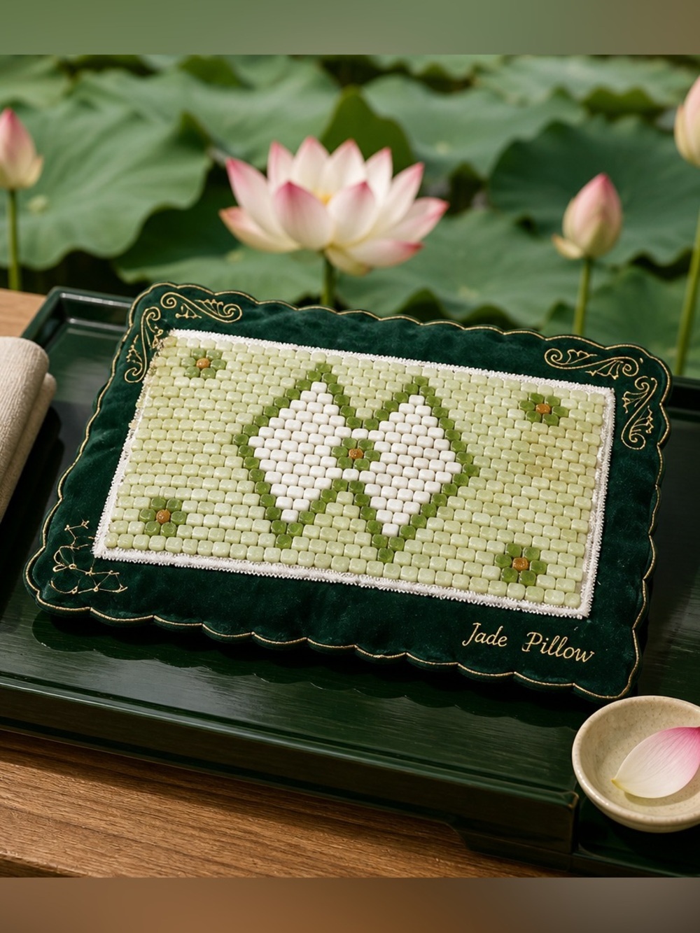Authentic Handmade Verde Jade Medicinal Pillow